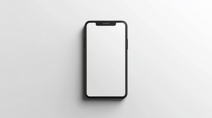 Wall Mural - Realistic smartphone mockup. Mobile phone vector isolated on a white background, showing the device from the front view. Features a 3D effect with a shadow. High-quality, realistic smartphone mockup f