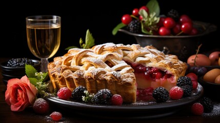 Wall Mural - Gourmet Apple Pie with Perfect Crust in Elegant Food Photography