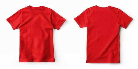 Kids T-Shirt: Red Mockup with Front and Back View for Children's Designs