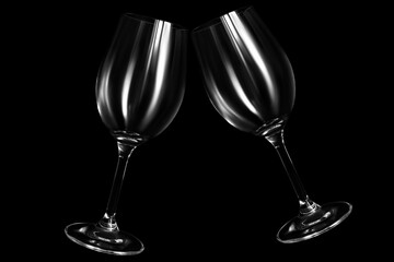 Canvas Print - Clink wineglasses on black