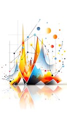 Wall Mural - Abstract colorful graphic background with 3D geometric shapes and lines.