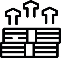 Poster - Stack of banknotes is increasing with three up arrows symbolizing growing wealth