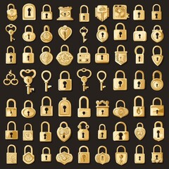 Collection of Golden Keys and Locks