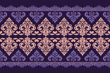 Wall Mural - Purple damask vector seamless pattern. Great for fabric and textile, wallpaper, packaging or any desired idea