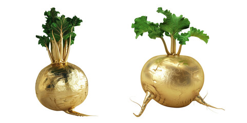 Canvas Print - 3D Gold Turnip, on isolated transparent background