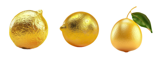 Canvas Print - Radiant golden lemon in 3D, on a isolated transparent background