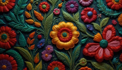 Vibrant Floral Relief Art Design