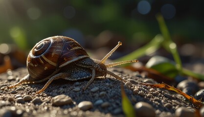 Close-Up of a Snail in Nature