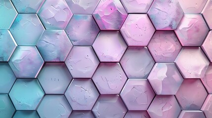 Pastel hexagons in a geometric pattern, gentle colors of mint, lavender, and peach, honeycomb design, high-definition quality, delicate and ethereal feel. --ar 16:9 --v 6.0 --s 250 --style raw