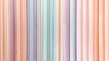 Vertical pastel stripes, gentle shades of mint, peach, and lavender, seamless and even, high-definition quality, light and airy feel, minimalist design. --ar 16:9 --v 6.0 --s 250 --style raw