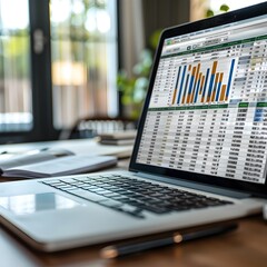 Poster - Detailed Budget Spreadsheet on Laptop Showcasing Financial Planning and Data Analysis
