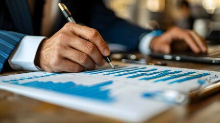 Poster - Financial Planner Presenting Growth Chart to Client for Business Success and Planning