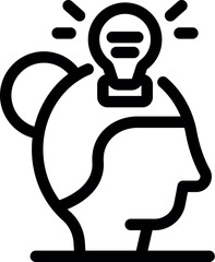 Poster - line icon of a female profile with a lit light bulb above her head, symbolizing the concept of havin