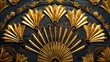 © LuvTK - A stunning Art Deco design in gold and black, with detailed fan motifs and geometric lines. Rich contrasts, opulent, hd quality, classic and refined. --ar 16:9 --v 6.0 --s 250 --style raw