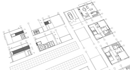 Wall Mural - house architecture plan 3d illustration