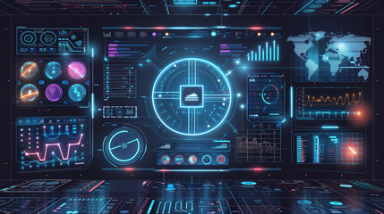 Poster - complex cybersecurity analytics, including graphs, heatmaps, and threat analysis charts. Use a high-tech interface to convey the depth of data analysis.