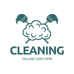 Canvas Print - Home Cleaning Services Logo Design Vector. Cleaning broom logo design.