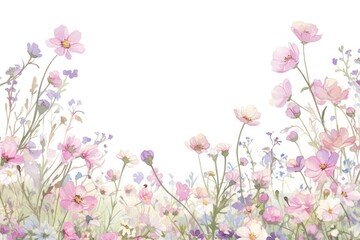 Poster - Delicate watercolor floral meadow