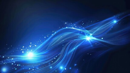 Poster - Abstract Blue Waves and Glittering Stars