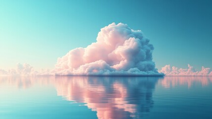 Wall Mural - A large cloud is floating over a calm body of water