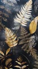 Wall Mural - Elegant golden leaf pattern