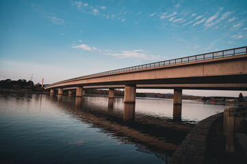 The beautiful sunrise reflecting on lake burley griffin, Canberra, in the morning