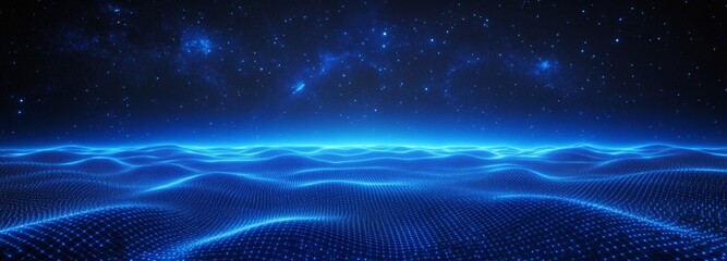 Poster - the dots and lines of a network connection, a futuristic background for presentations.