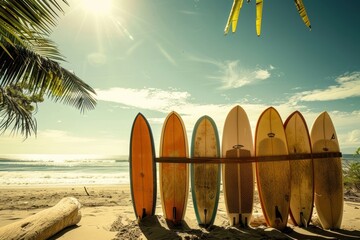 Canvas Print - Photo of surfboards outdoors vehicle nature.