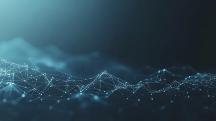 Poster - 3D rendering of blue network connection structure with science background. Abstract digital background with big data visualization.