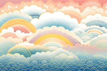 Sticker - Rainbow backgrounds outdoors pattern.