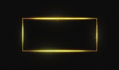 Wall Mural - rectangular frame with light effects. golden frame.vector illustration, eps