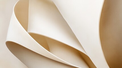 Wall Mural - A close-up of elegantly flowing, soft beige ribbons creating a sense of movement and texture.