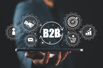 Aufkleber - B2B Marketing Concept, Business to Business, e-commerce, institutional sales, Business Company Commerce Technology digital Marketing, supply chain, business action plan Strategy, Sales optimization.