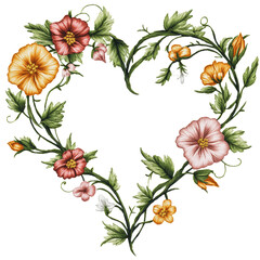 Wall Mural - PNG Heart-shaped floral design with colorful blooms