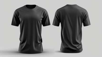 black blank t-shirt template mockup, man half sleeve fashion design, high quality. Isolated on a transparent background. PNG