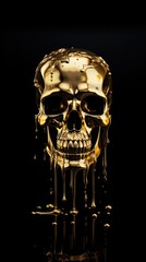 Wall Mural - Golden skull dripping liquid