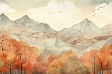 Wall Mural - Painting backgrounds landscape mountain.