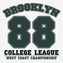 Wall Mural - College Brooklyn typography, t-shirt graphics. Vector