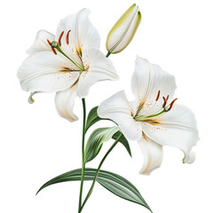 Poster - PNG White lilies blooming in spring garden