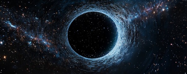 Wall Mural - supermassive black hole gravity bending spacetime in deep outer space