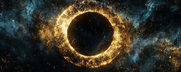 Wall Mural - golden ring of energy particles forming in outer space