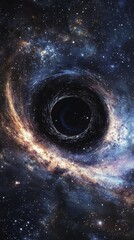 Wall Mural - black hole bending spacetime continuum in deep space