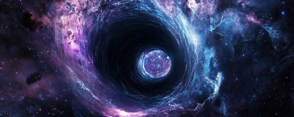 Wall Mural - Black hole event horizon bending space time continuum