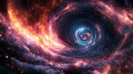 Wall Mural - swirling black hole pulling interstellar clouds in outer space