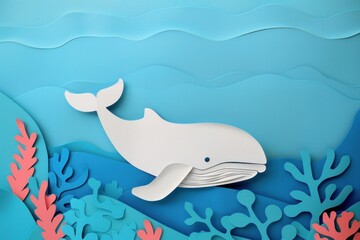 Sticker - Whale under the sea art animal mammal.