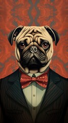 Canvas Print - A pug portrait animal mammal.