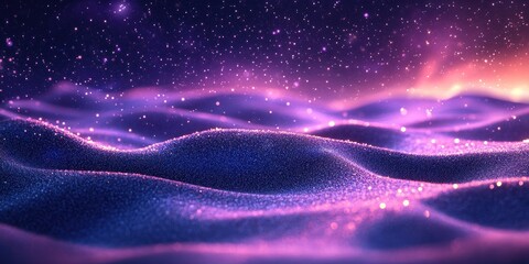 Poster - Wavy Abstract Background with Purple and Pink Glitter