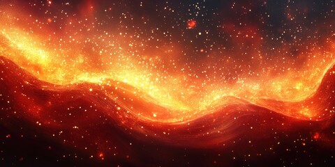 Sticker - Abstract Background with Red and Orange Glowing Particles