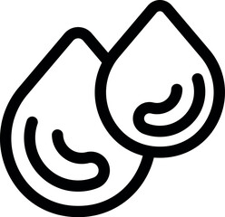 Poster - Simple black and white vector icon of two water drops showing surface tension
