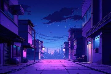 Canvas Print - Street outdoors alley night.